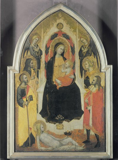 Vergine e Bambino con angeli e santi, c.1390-95 da Master of the Straus Madonna